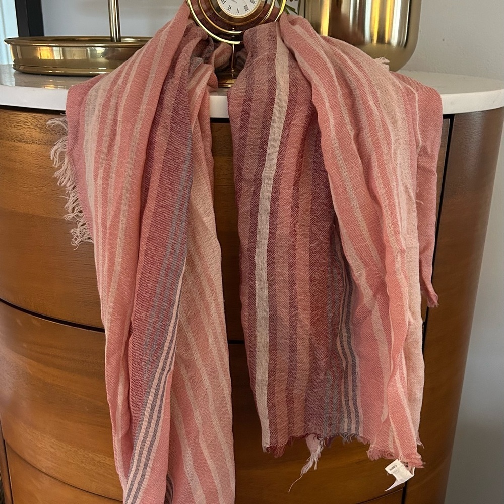 Striped Pink and Gray Scarf